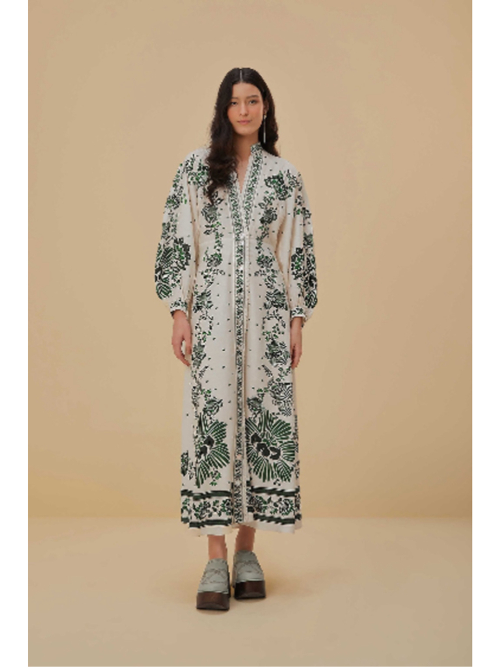 Women's FARM Rio White Green Floral Maxi Dress XS - Picture 13 of 16